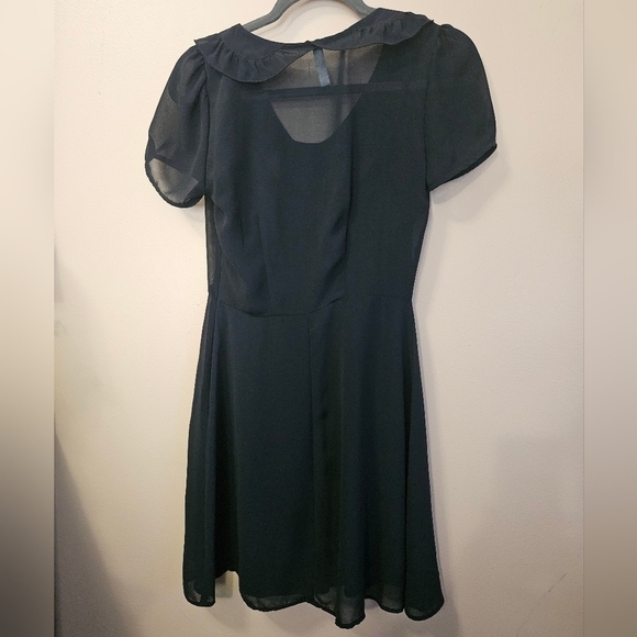Xhilaration Women's Size S Black Dress Ruffles Short Sleeve Wednesday - Picture 2 of 4